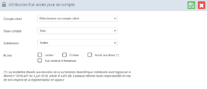 panneau de gesiton des droits