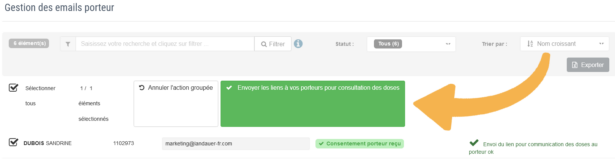 transmettre résultats