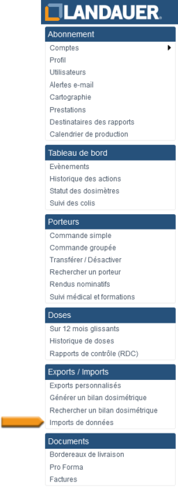 Import de données de dosimétrie