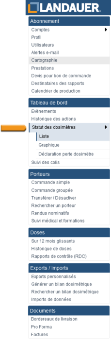 Suivi des dosimètres